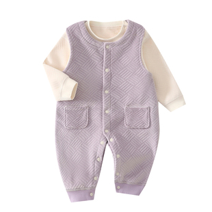 宝宝秋冬季分体套装一岁婴幼儿背带裤男女童加绒保暖外出婴儿衣服