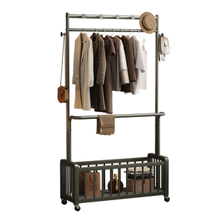 卧室落地衣帽架简易挂衣架子可移动家用多功能床尾晚上放衣服神器