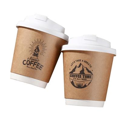 牛皮纸白杯定制logo双层隔热