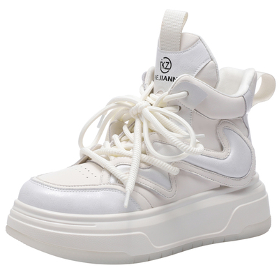 高帮小白鞋女休闲短靴厚底板鞋