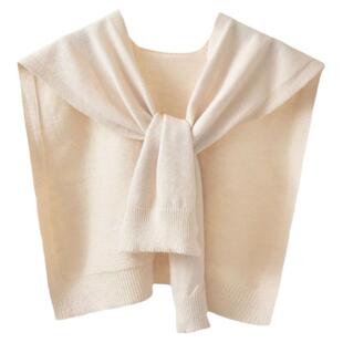 夏季新款黑白色空调房搭肩小披肩外搭网红衬衫打结针织黄色围巾女