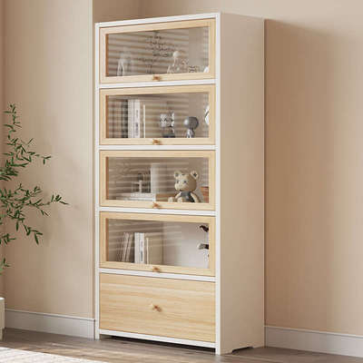 实木书架落地置物架一体靠墙客厅储物收纳柜组合展示柜儿童书柜子