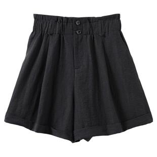 西町村屋木耳边设计感短裤女夏季新款休闲复古百搭裤子XHAB10147