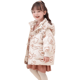COMBO康博童装儿童羽绒服冬装加厚女童2024新款小童连帽保暖外套
