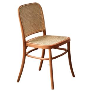 藤椅北欧轻奢简约中古藤编餐椅舒适复古艺术家用咖啡设计茶室椅子