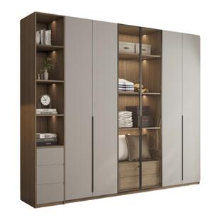 轻奢玻璃门衣柜家用卧室现代简约网红衣帽间组合三四五六八门衣橱