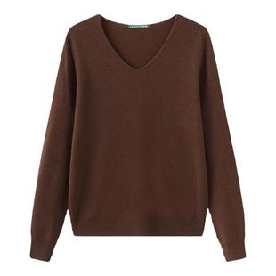 【天衣无缝】春竹秋冬100%羊毛一线成衣V领羊毛衫女针织衫打底衫