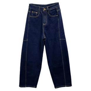 高腰显瘦加绒弯刀牛仔裤女秋冬小个子窄版香蕉镰刀裤梨型身材裤子