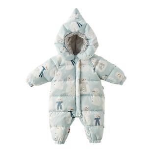 Oak Family婴儿羽绒服连体羽绒外出服男宝冬季加厚保暖宝宝羽绒服
