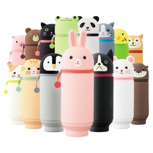 日本LIHIT LAB Punilabo喜利卡通硅胶伸缩笔筒收纳铅笔盒铅笔袋