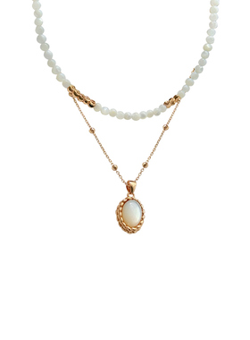 复古高级感天然白贝925银项链女