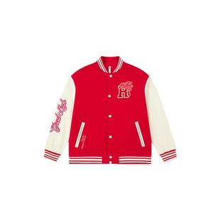 吴宇恒同款乔丹红色棒球服外套男新款马上有钱本命年新年情侣夹克