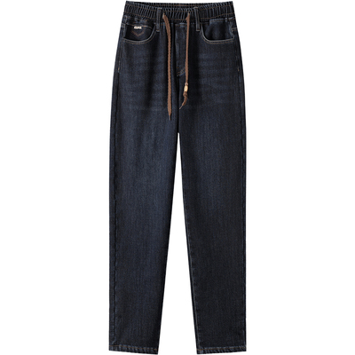 加长版加绒哈伦牛仔裤女高个子