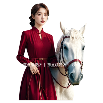 莎点法式赫本风连衣裙中长款