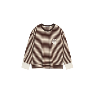 UGIZ2025年冬季新品商场同款韩版圆领条纹拼接长袖T恤女UDTJ831