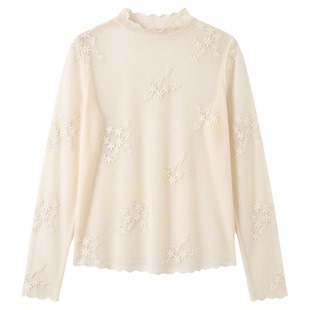 绝美蕾丝内搭可外穿打底衫女秋冬加绒网纱小衫独特漂亮木耳边上衣