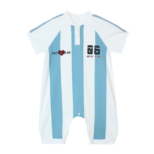 小O爸男婴童 宝宝短袖哈衣运动春夏球服连体衣2026年新款婴儿爬服