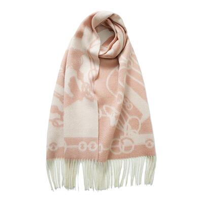 100%山羊绒加厚羊绒围巾重工提花双层保暖披肩冬季Cashmere复古