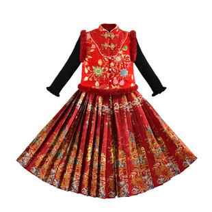 汉服女童秋冬款2025新款儿童拜年服冬季女宝宝马面裙新年过年服冬