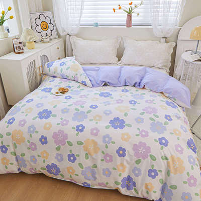 ins风小清新纯棉被套单件全棉被罩150x200cm单人韩式卡通植物花卉