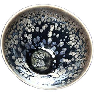 器物志 星空蓝油滴建盏鹧鸪斑茶盏黑底银斑主人杯天目品茗杯