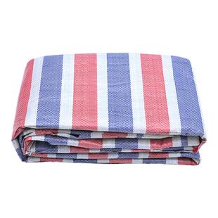 三色彩条布防雨防晒加厚花雨布红白蓝塑料布篷布装修户外防水布料