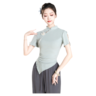 古典舞练功服夏季短袖上衣女中国舞演出服艺考旗袍舞蹈服形体服