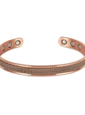 纯紫铜男士手镯实心铜镯子男女同款复古简约手环磁疗缓解手腕疲劳