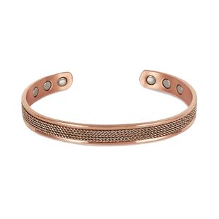 纯紫铜男士手镯实心铜镯子男女同款复古简约手环磁疗缓解手腕疲劳