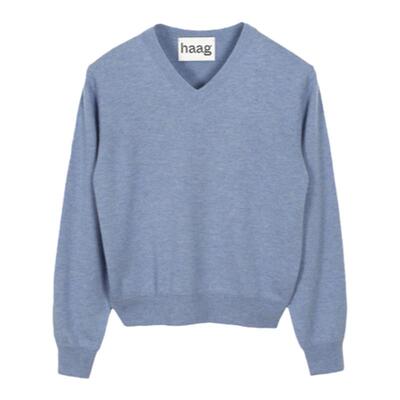 haag超细羊毛V领套头针织衫