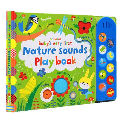 Usborne出品大自然触摸发声书Baby's Very First Nature Sounds Playbook  英文原版绘本 纸板 翻翻书