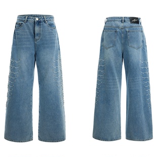 ArguE CulturE蛇瞳脊骨 小众复古水洗脊骨金属柳钉设计感牛仔裤