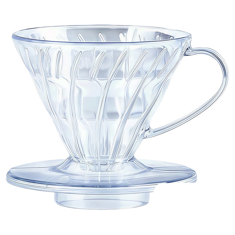 V60手冲咖啡滤杯树脂加厚透明滴滤杯V型锥形螺旋过滤杯01/02通用