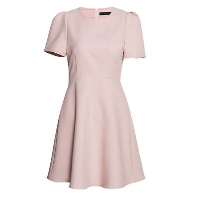 罗衣时尚收腰纯色连衣裙