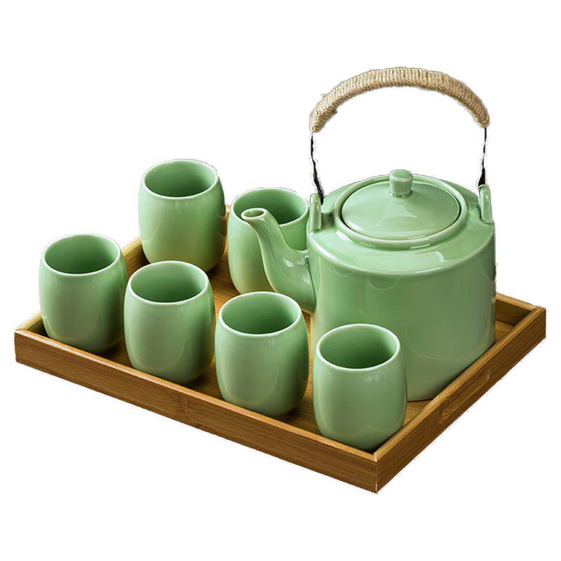 青瓷提梁壶功夫茶具套装家用泡茶壶复古风茶杯陶瓷大号凉水壶水杯