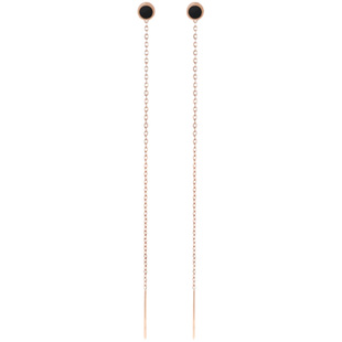 弥高18K玫瑰金镶嵌玛瑙合成锆石微笑泡钉耳线K金正品女式耳钉耳饰