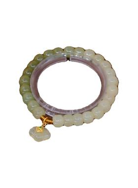 和田钰渐变圆珠手链女搭配如意锁