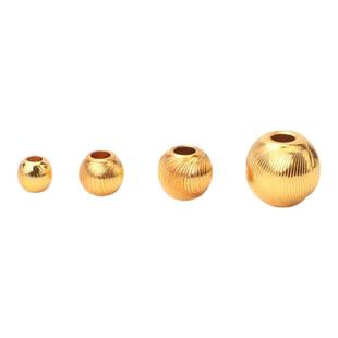 古法沙金猫眼金珠子散珠包24k黄金手链手串隔珠diy串珠转运珠配件