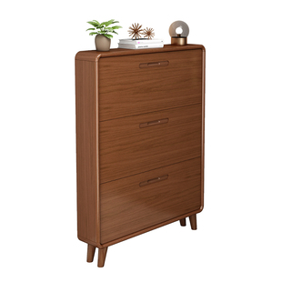 纯实木鞋柜超薄家用门口小窄翻斗鞋架一体靠墙2025新款入户收纳柜