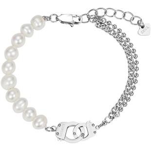 ZEGL设计师环环相扣珍珠手铐情侣手链一对款送女友毕业季七夕礼物