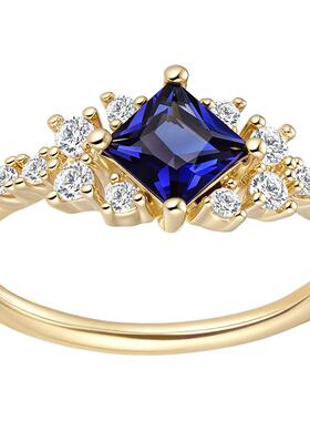 JFB法国进口18K厚包金菱形彩宝戒指法式复古优雅高级珠宝感首饰女