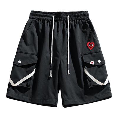 查尔斯桃心大口袋冰丝工装短裤