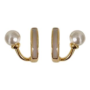 双层仿珍珠耳环个性气质百搭耳钉精致小巧轻奢设计感耳饰s925银针