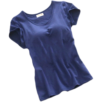 纯色短袖胸垫内衣一体运动