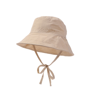 芝士商店~韩系白色薄款渔夫帽女显脸小百搭水桶盆帽遮脸旅游帽子