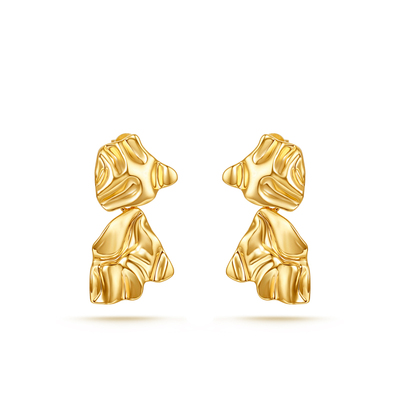 FENS珠宝18K金不规则褶皱耳饰女