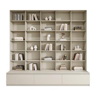 政补书房满墙卡座一体书柜书架客厅到顶办公文件整墙实木展示柜