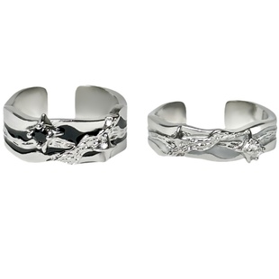 FF假朋友丨黑白小众设计轻奢珐琅中性风情侣对戒高级开口男女戒指