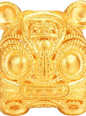 明牌珠宝足金生肖串珠 黄金虎年吉祥物花丝布老虎镂空手串AFE0001