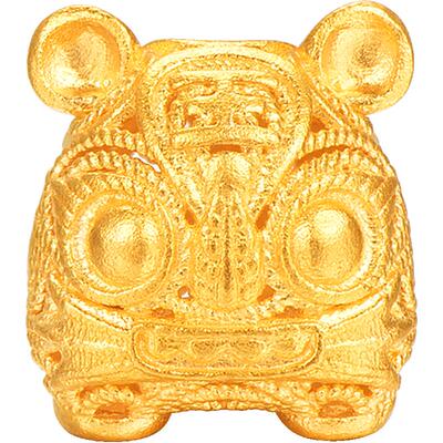 明牌珠宝足金生肖串珠 黄金虎年吉祥物花丝布老虎镂空手串AFE0001
